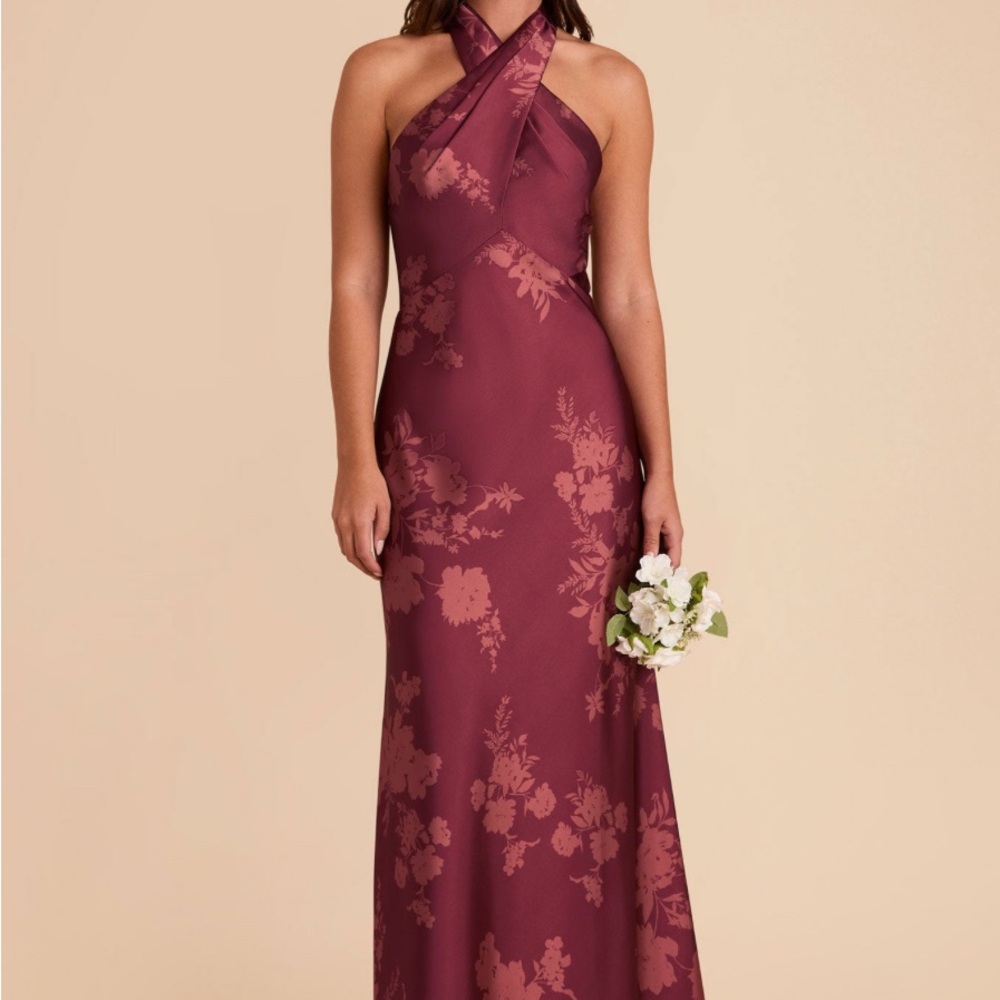 Monique Matte Satin Halter Dress